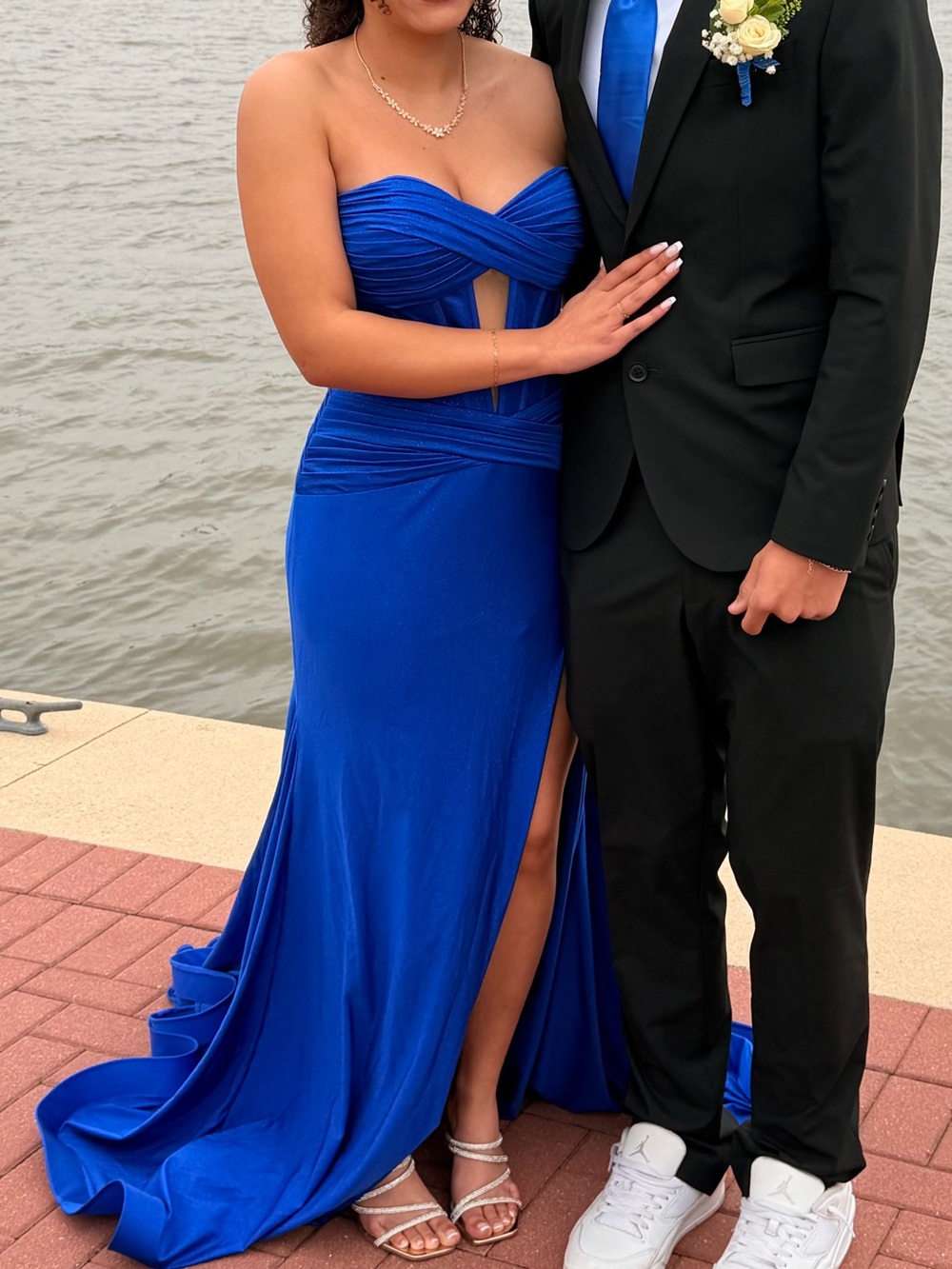 Camille La Vie Royal Blue Strapless Prom Dress